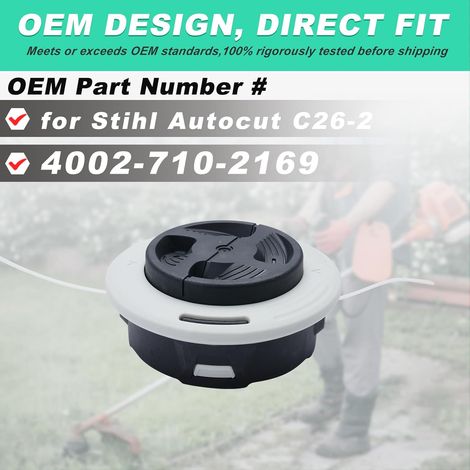 Cabezal de desbrozadora para Stihl C26-2 Autocut M10 x 1.25, para Stihl FS55 FS56 FS70 FS80 FS85 FS87 FS89 FS90 FS91 FS94 FS111 FS120 FS131 FS240 Autocut C 2 6 2 piezas de repuesto - 5