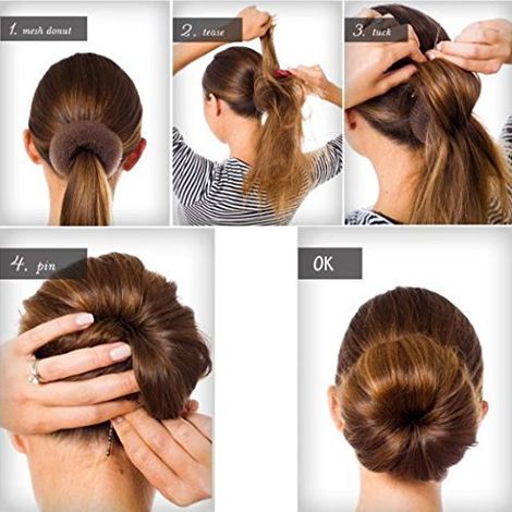 Moldeador de moños para el cabello - Molde para moños tipo donut de 6 cm - Para niñas con cabello corto y fino - Marrón oscuro - Paquete de 6 - 3