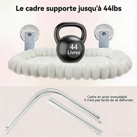 Elegant Hamac pour Chat Pliable - Hamac Chat Fenetre avec et Lavable lit pour, cadre en métal, lit de fenêtre avec 4 ventouses puissantes Supporte jusqu'à 18kg - 5