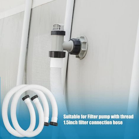 Swimming Pool Hose 38 mm, 2 Pieces for Above Ground Swimming Pool, 150 cm/59in Replacement Pool Sand Filter Pump, for Swimming Pool Pump - 5