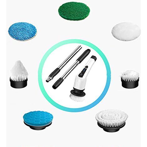 Kit De Nettoyage Sans Fil Avec Brosses Noir Et Blanc Et Gants Latex Épaissis Oxford - 3