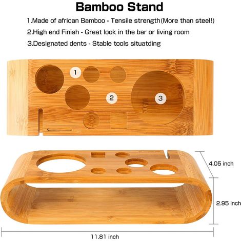 Coctelera - Set De 10 Herramientas Bar Con Soporte En Bambou - Pour Préparation Maison De Cocktails - 750 Ml - 1 Pièce - 5