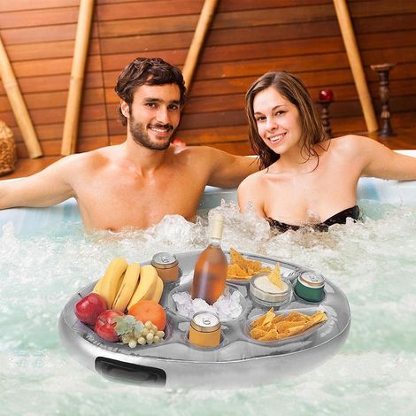 Inflatable Drink Holder Portable Floating Pool Bar, Floating Pool & Spa Tray for Party, Pool, Party, Beach - 5
