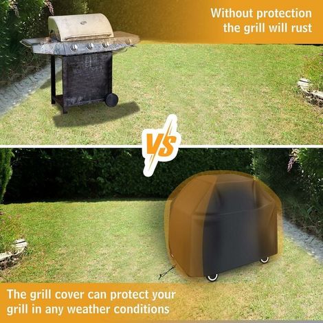 Jusch – Housse de barbecue imperméable 147x61x117 cm – Tissu Oxford 210D résistant aux UV – Protection complète contre intempéries et poussière - 5