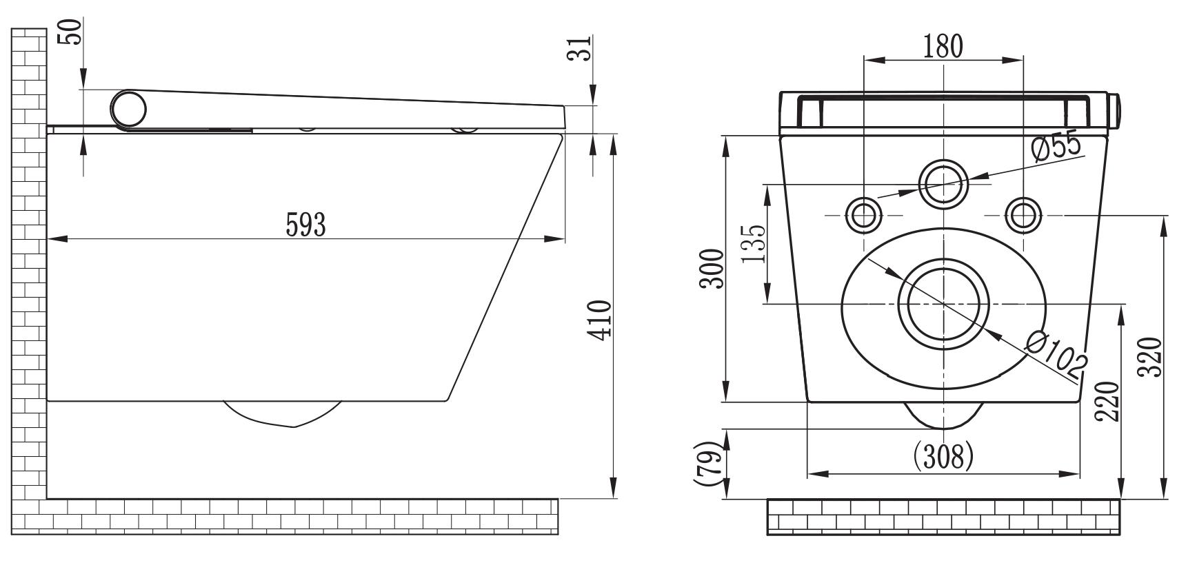 Dusch Pro+ BERNSTEIN Shower Toilet - Drawing 1