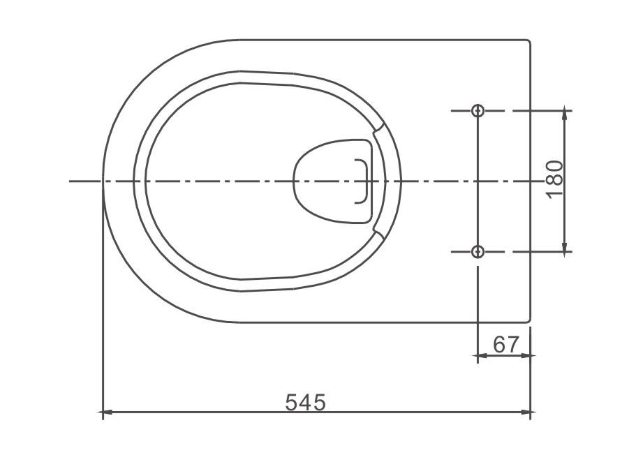 Hung open flange WC NT2039 - Drawing 1