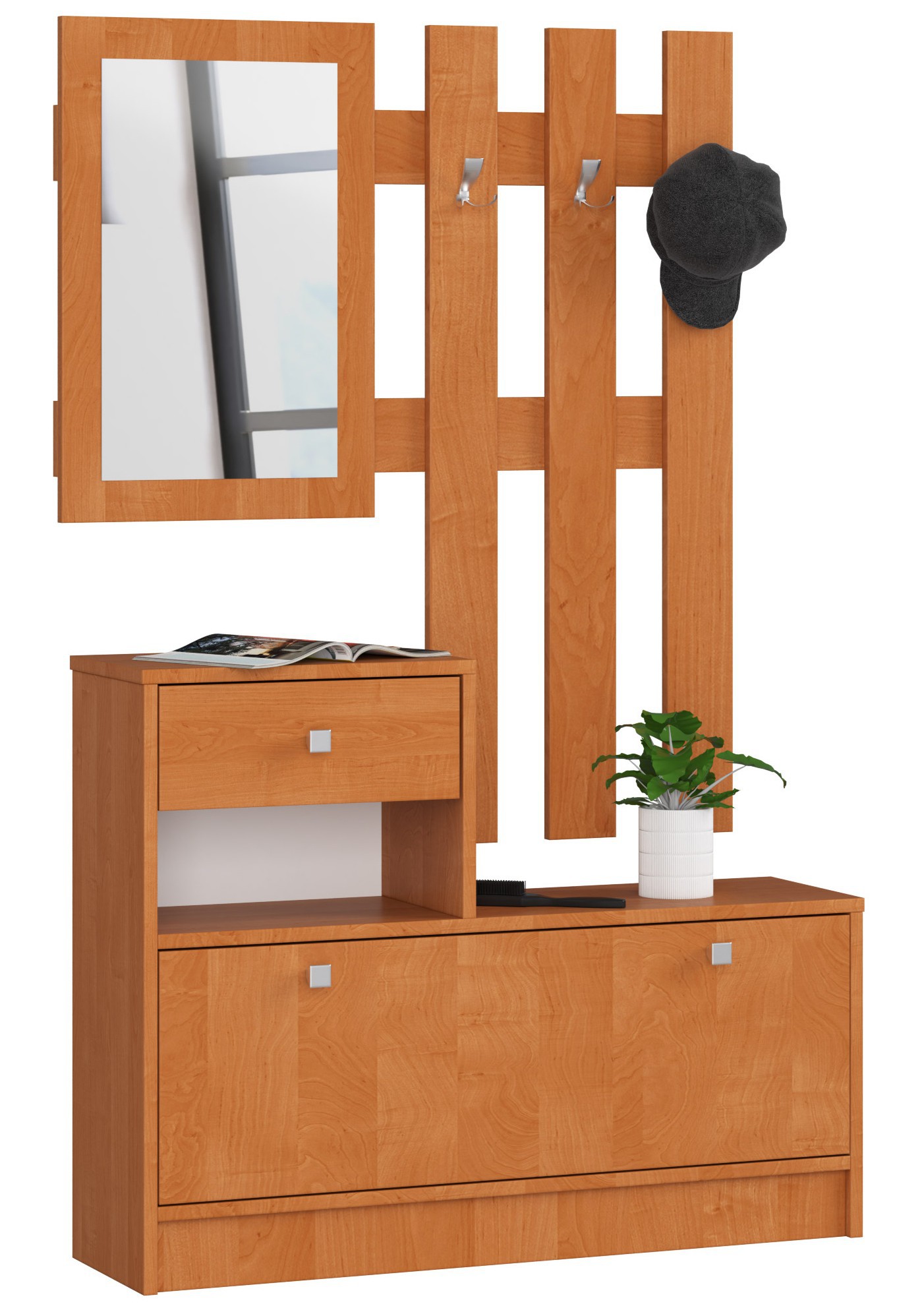 Notice de montage - Ensemble d'entrée AKORD avec l'armoire à chaussures Aulne 90 cm 1 porte 1 tiroir façade Aulne 2 étagères 90x25x170 cm