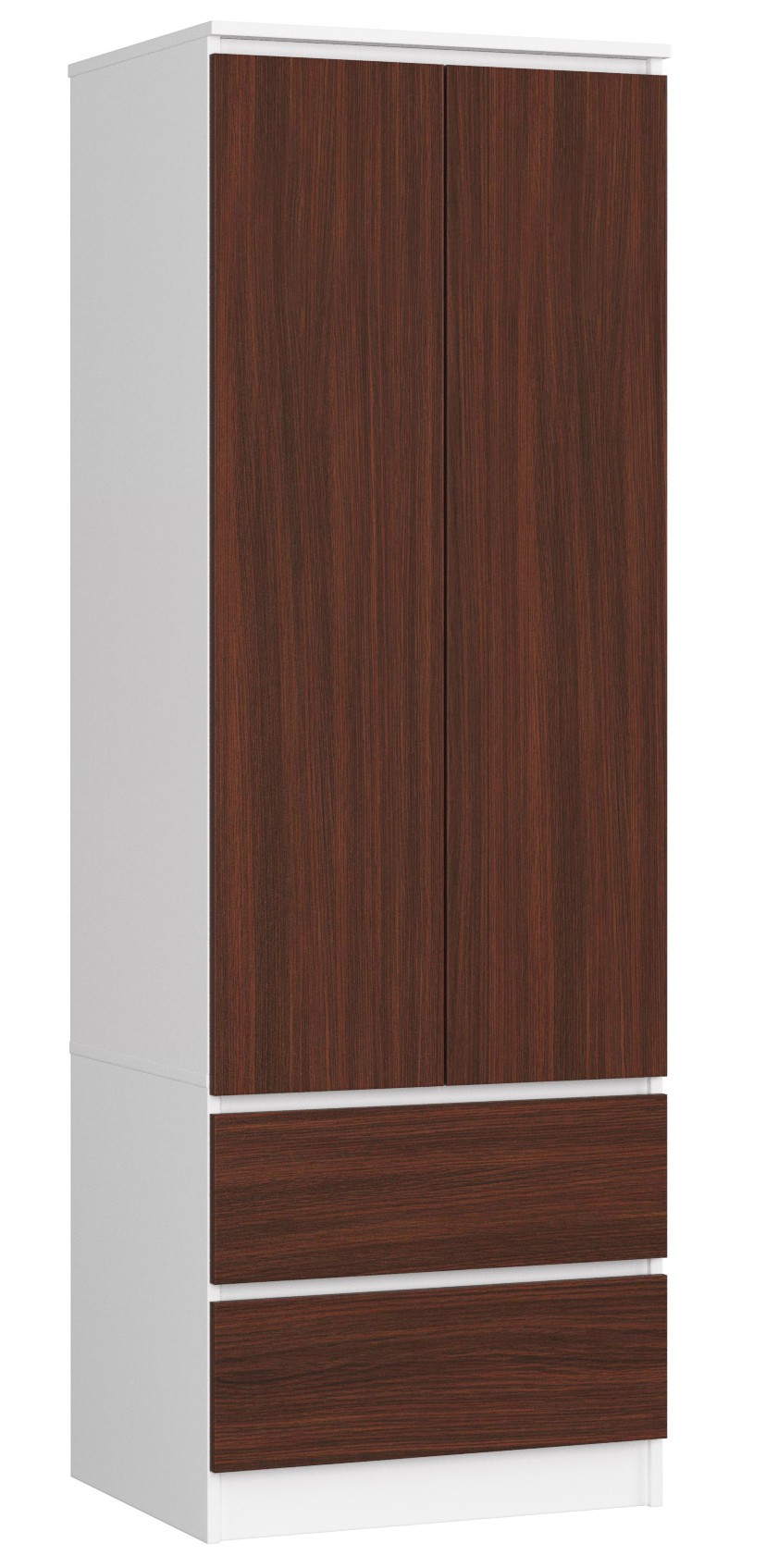 HOMCOM Armadio Moderno Guardaroba 2 Ante con Specchio e 3 Cassetti, Mensole Regolabili e Barra Appendiabiti, 80x50x180cm, Bianco | Leroy Merlin