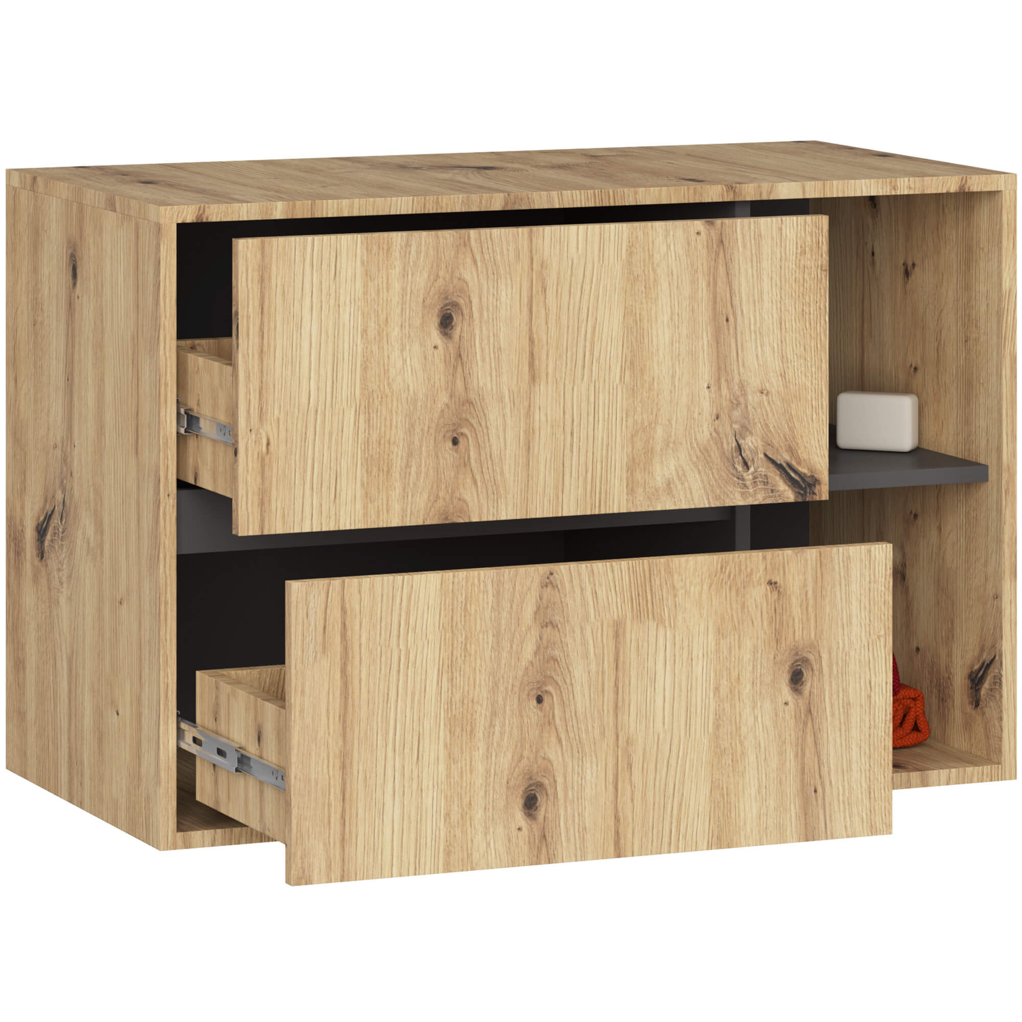 Stella Trading Lift Credenza con ripiano in Look Cemento, Bianco-comò