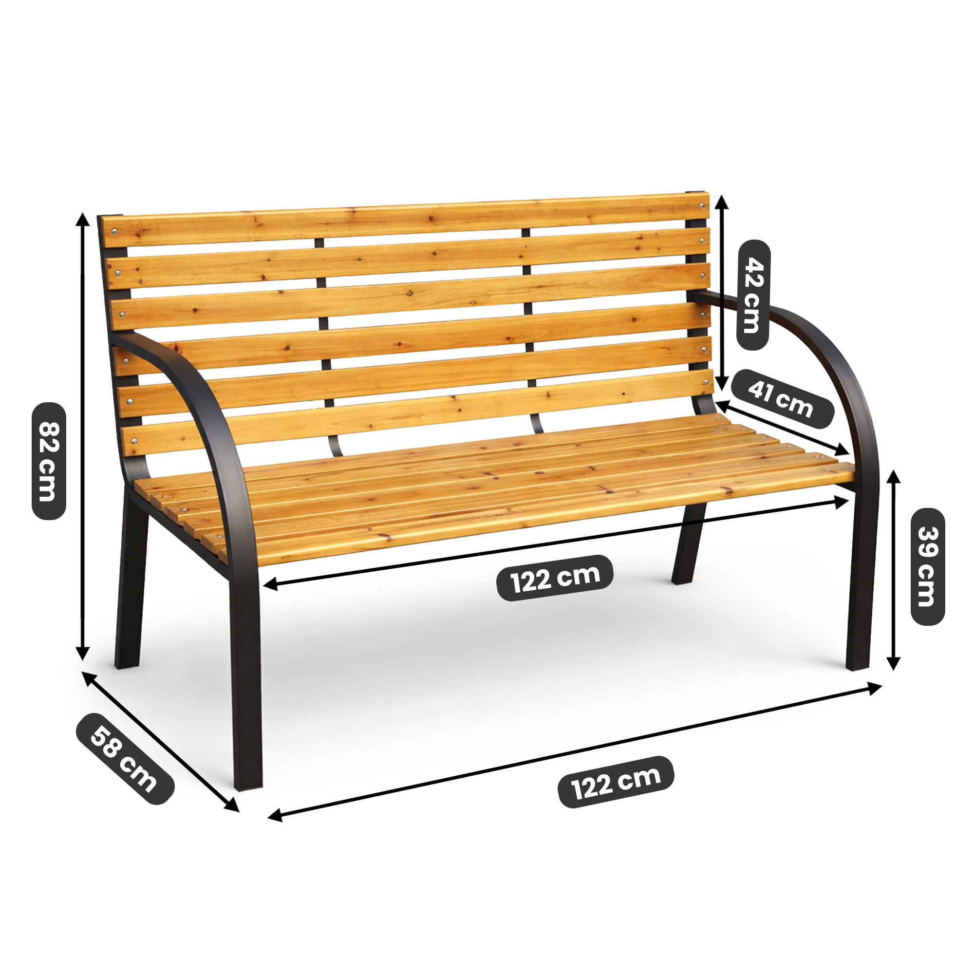 tillvex Panchina da Giardino 150 cm con Copertura in Legno Resistente alle Intemperie per 3-4 Persone | Panchina Peso Massimo 320 kg | Panca in Legno per Balcone, Terrazza & Giardino
