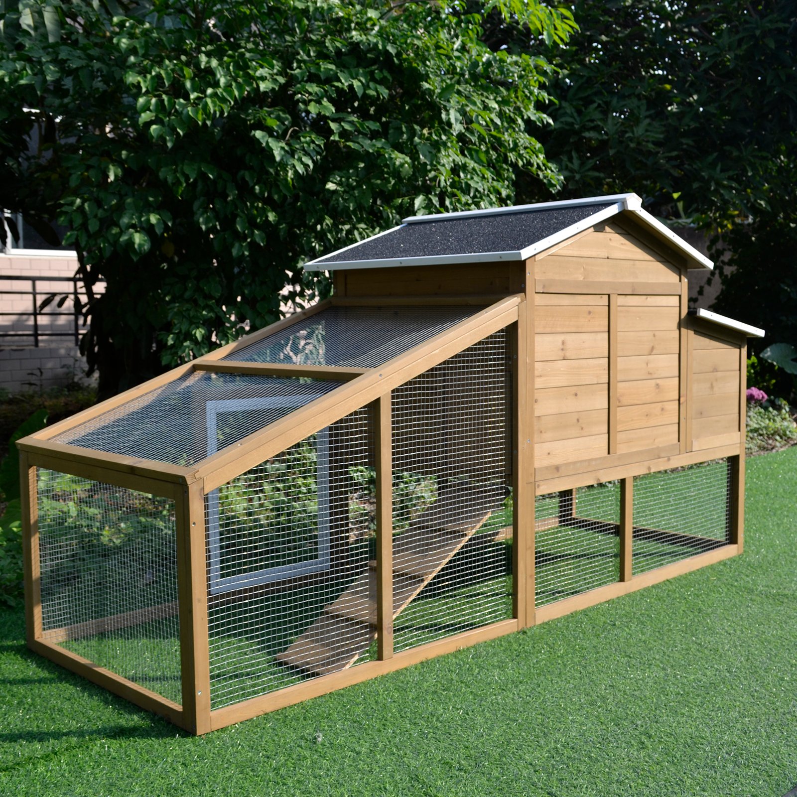Gallinero grande de madera al aire libre conejo, conejo, jaula para  gallinas con puerta de ventilación, bandeja extraíble y rampa para jardín,  patio
