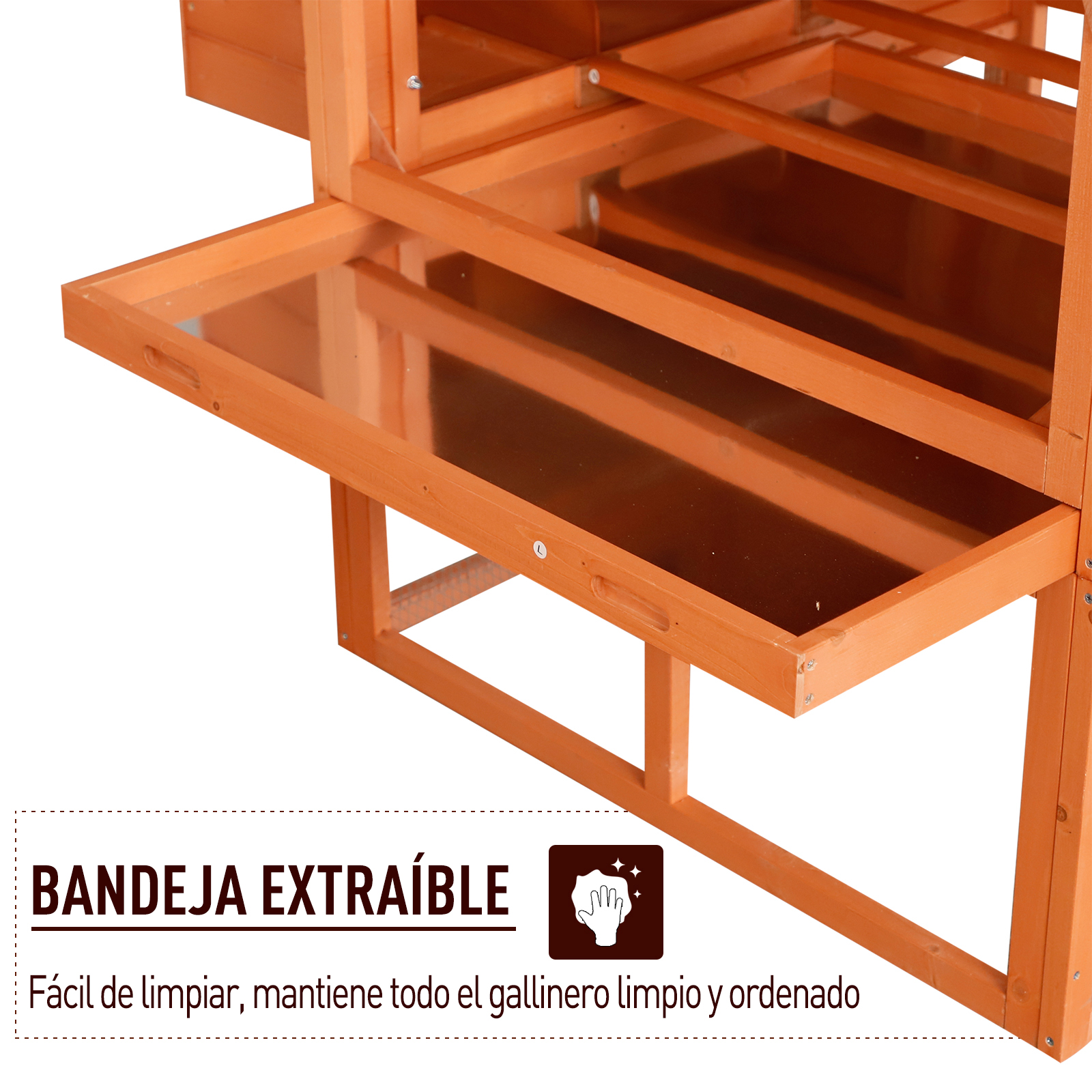 Gallinero de exterior madera grande Pawhut 347x160x150 cm  naranja_D51-099V01