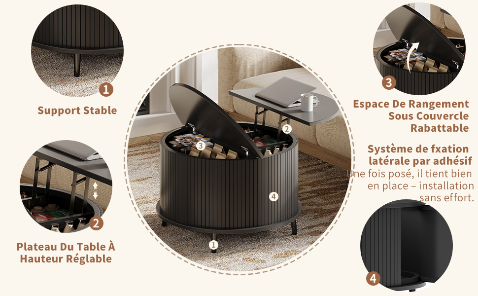 Table basse relevable détail 2
