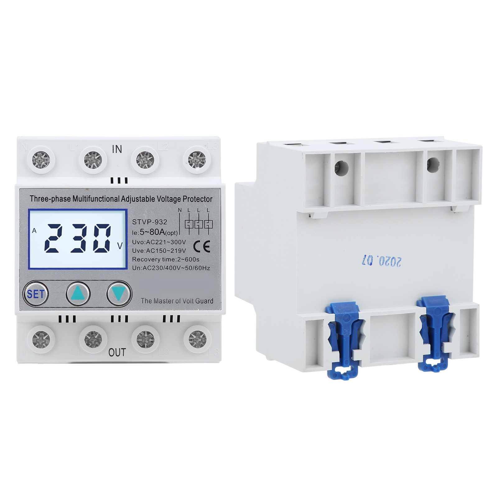Overspanningsbeveiliging STVP-932 230 V/400 V AC automatisch spanningsbeschermingsapparaat verstelbaar, multifunctioneel, ACL, driefasig, elektrische stroomonderbrekers (50 A