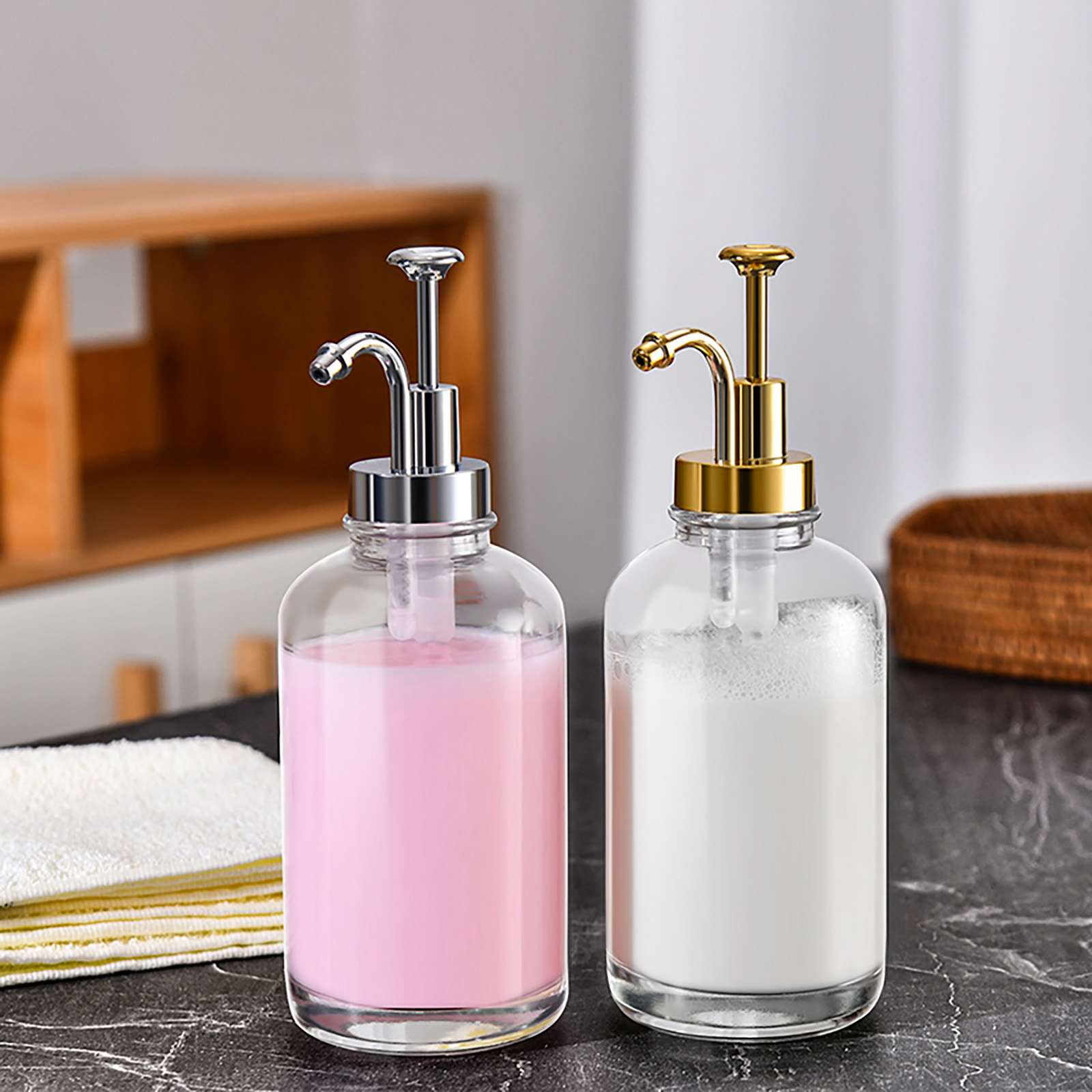 EXLECO Distributeur De Savon Mural En Matt Verre 200ML 304 Acier