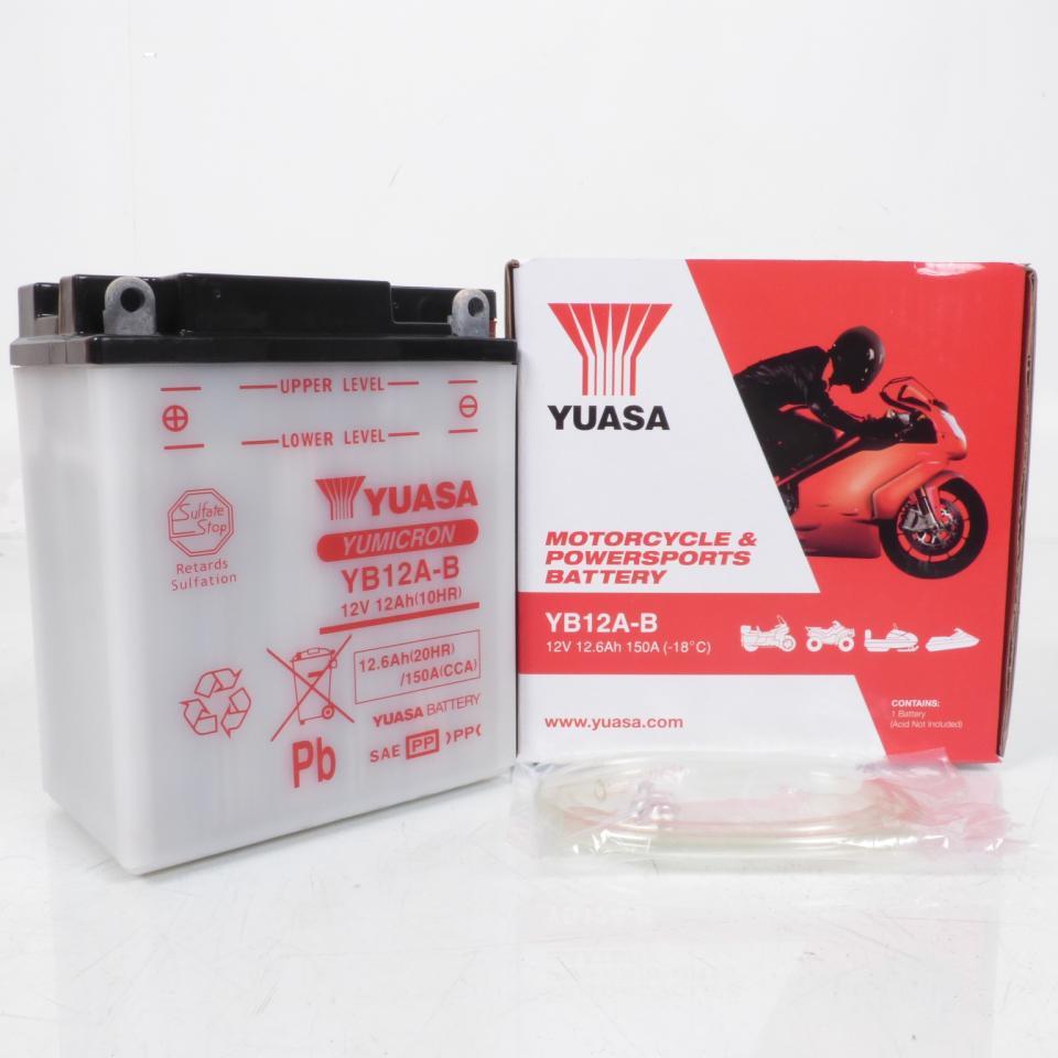 ></section><section><h4>Spécifications techniques</h4><ul><li>Voltage : 12 V</li><li>Capacité : 12.6 Ah</li><li>Puissance de démarrage (CCA) : 150 A</li><li>Longueur : 134 mm</li><li>Profondeur : 80 mm</li><li>Hauteur : 160 mm</li><li>Volume d'acide : 0.7 L</li><li>Technologie : Plomb Calcium</li><li>Type de borne : TYPE 6</li><li>Polarité : Polarité +-</li><li>Position Borne + : Gauche</li></ul></section><section><h4>Compatibilité et accessoires</h4><ul><li>Type de véhicule : Moto</li><li>Constructeur : Honda</li><li>Modèle : VFR F</li><li>Années compatibles : 1986</li></ul></section><section><h4>Utilisation</h4><p>Cette batterie est souvent utilisée en monte d'origine par les constructeurs, reconnue pour sa qualité et sa durée de vie exceptionnelle. Choisir Yuasa, c'est opter pour la tranquillité.</p></section><section><h4>Autres informations</h4><p>Produit neuf en parfait état, vendu à l'unité et livré conforme à la photo.</p><img src=
