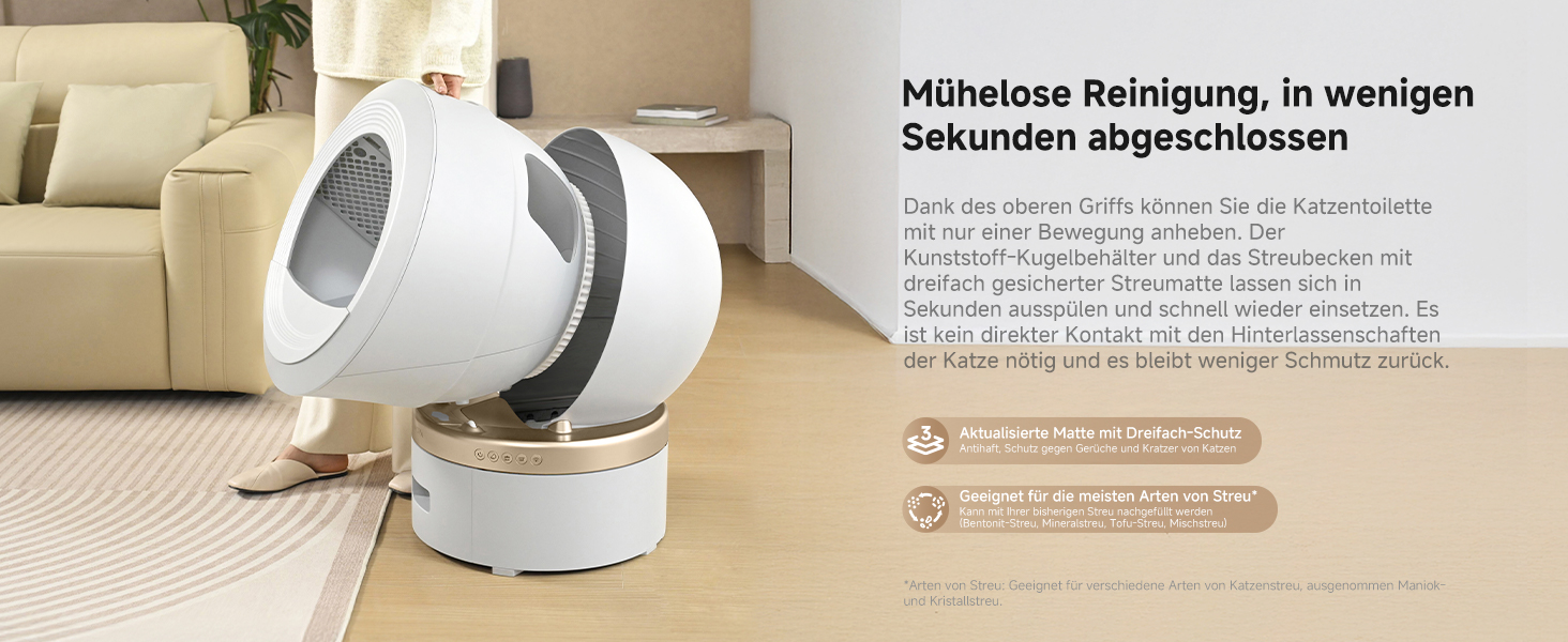 Einfache Reinigung in Sekunden