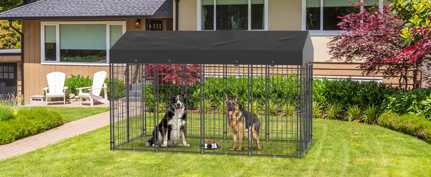 Heavy Duty Outdoor Dog Kennels Crate Dog Cages Waterproof Sun Shadow Cover