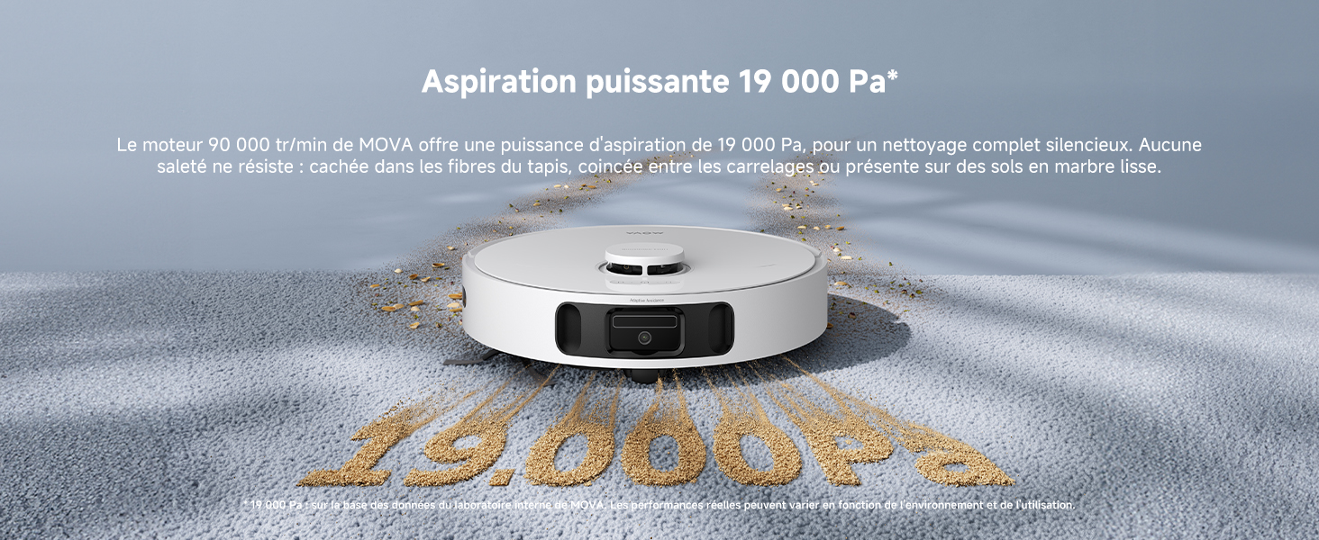 Aspiration puissante 19 000 Pa