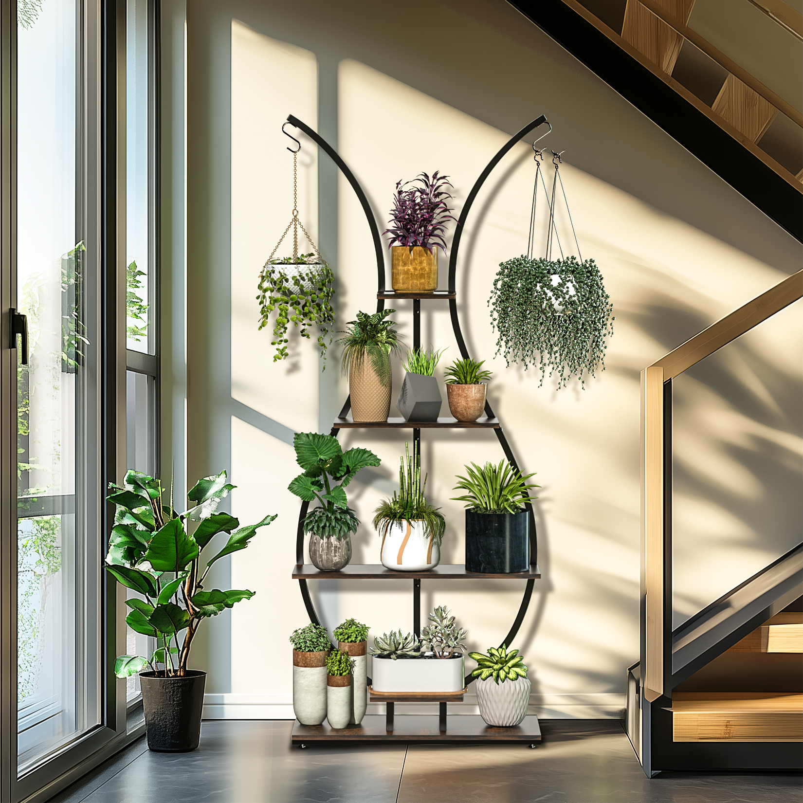 Lifewit Porte Plante Interieur En Plastique Transparent à 2 Niveaux, Étagère Plante Pour Pots De Fleurs à Suspendre, Plantes D'intérieur, La Fenêtre, Balcon Décoration, Meuble Plante
