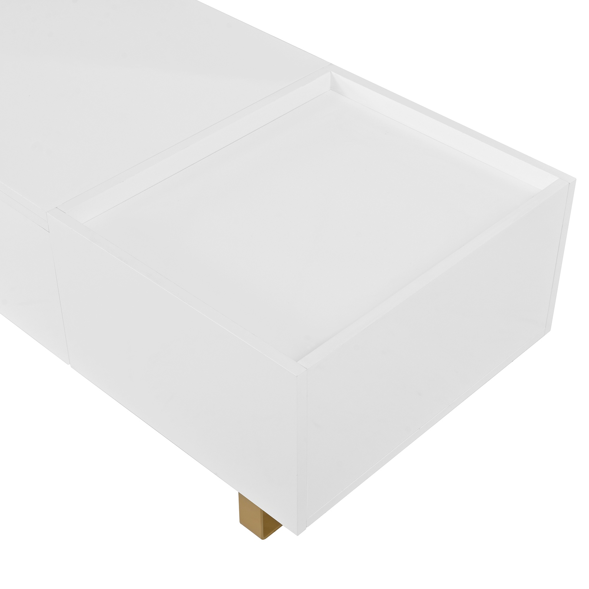 Table Basse Blanc, Rangement, Étagères Réglables, Plan Relevable, 1 Tiroir, Design Moderne - MDF et Métal - 100x50x54.5cm - Salon 4