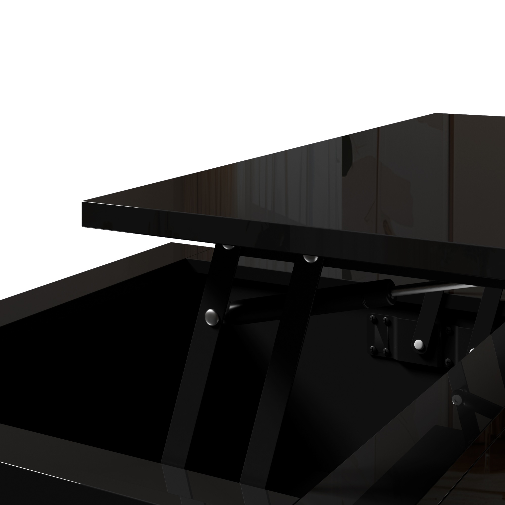 Table Basse Noir, Rangement, Étagères Réglables, Plan Relevable, 1 Tiroir, Design Moderne - MDF et Métal - 100x50x54.5cm - Salon 3