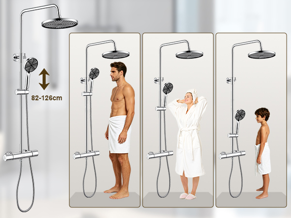 Colonne de douche reglable de 82 a 126 cm