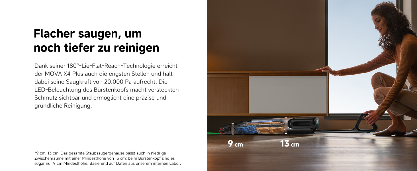 Reinigt unter Möbeln