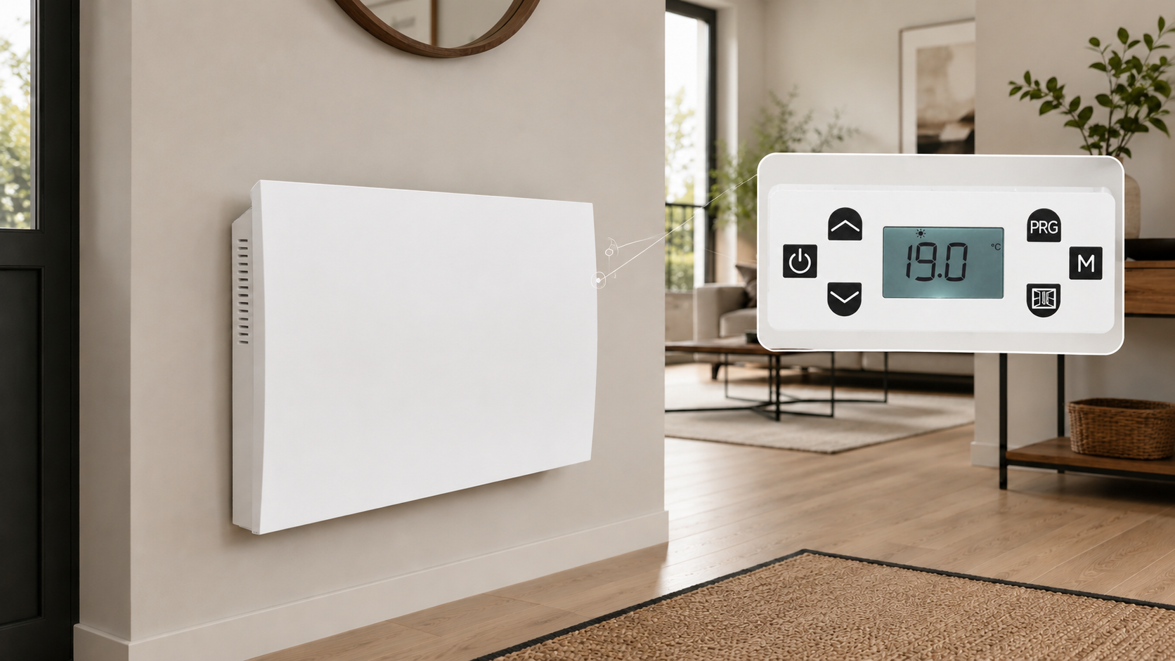 Écran digital et thermostat du radiateur CERAMIA CONNECT Voltman
