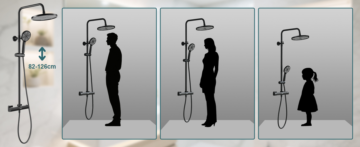 Colonne de douche reglable de 82 a 126 cm