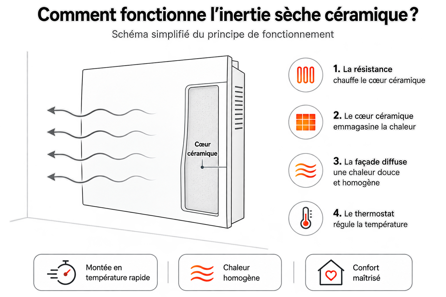 Fonctionnement de l'inertie sèche céramique du radiateur CERAMIA CONNECT Voltman