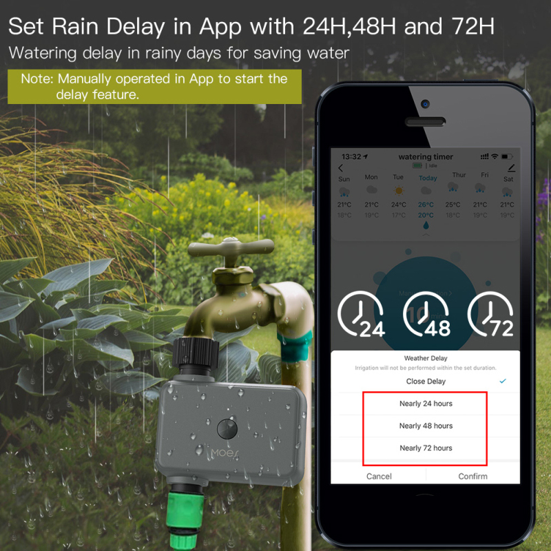 rainfactory Timer di irrigazione WiFi, controllo app e vocale, impermeabile e antipolvere, facile da usare con gateway