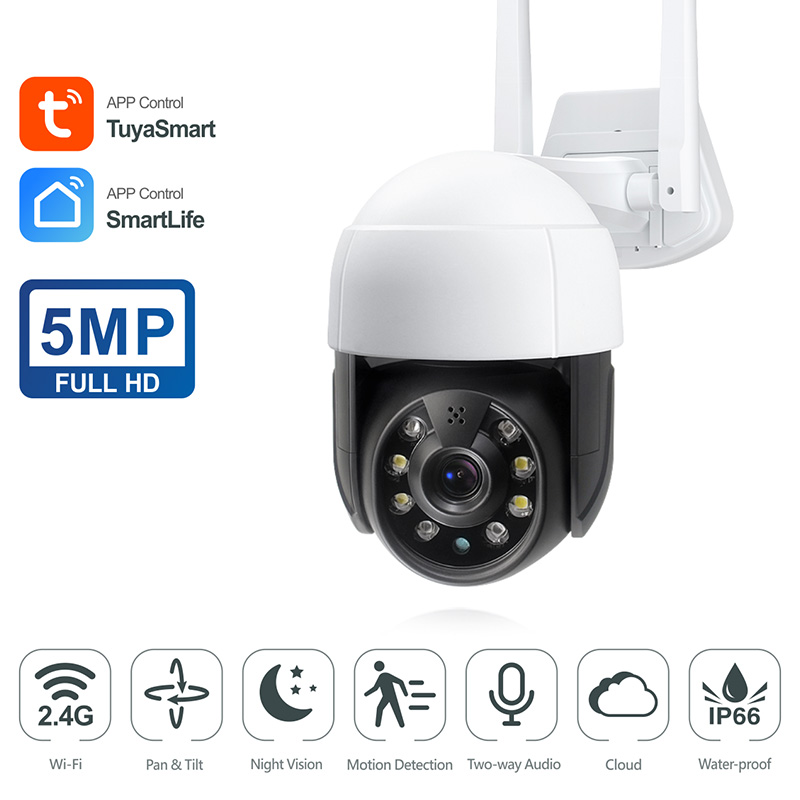 5MP Tuya E27 lampadina telecamera esterna esterna Wifi IP PTZ