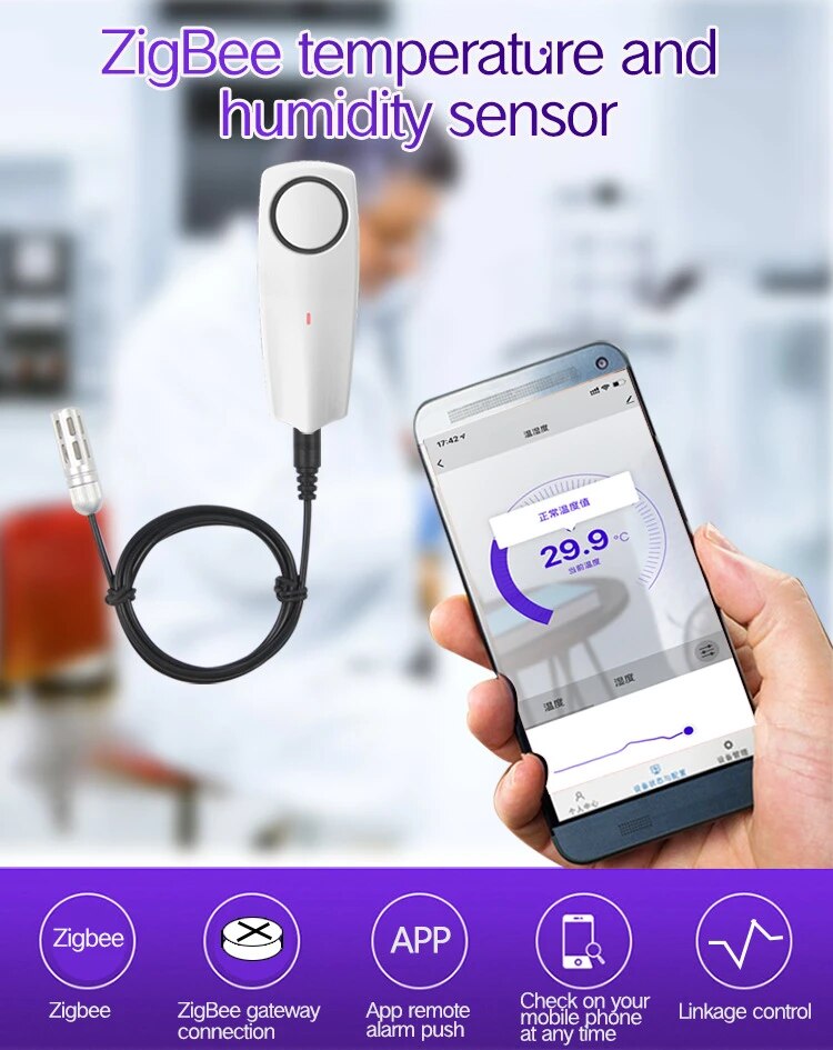 Per Tuya Intelligente Temperatura, 4 Pezzi Zigbee Igrometro Termometro, Rilevatore Di Umidità Temperatura Senza Fili Per La Casa Serra - Foto 4