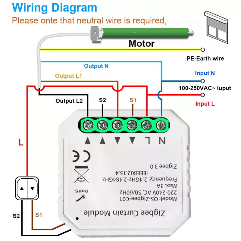 Interruttore Tapparelle WiFi, con Telecomandi RF e Modulo Ricevitore,  Controllo Tapparelle Elettriche per Tende e Persiane, 433MHz Modulo Comando  Timer, Smart Life Dispositivi : : Fai da te