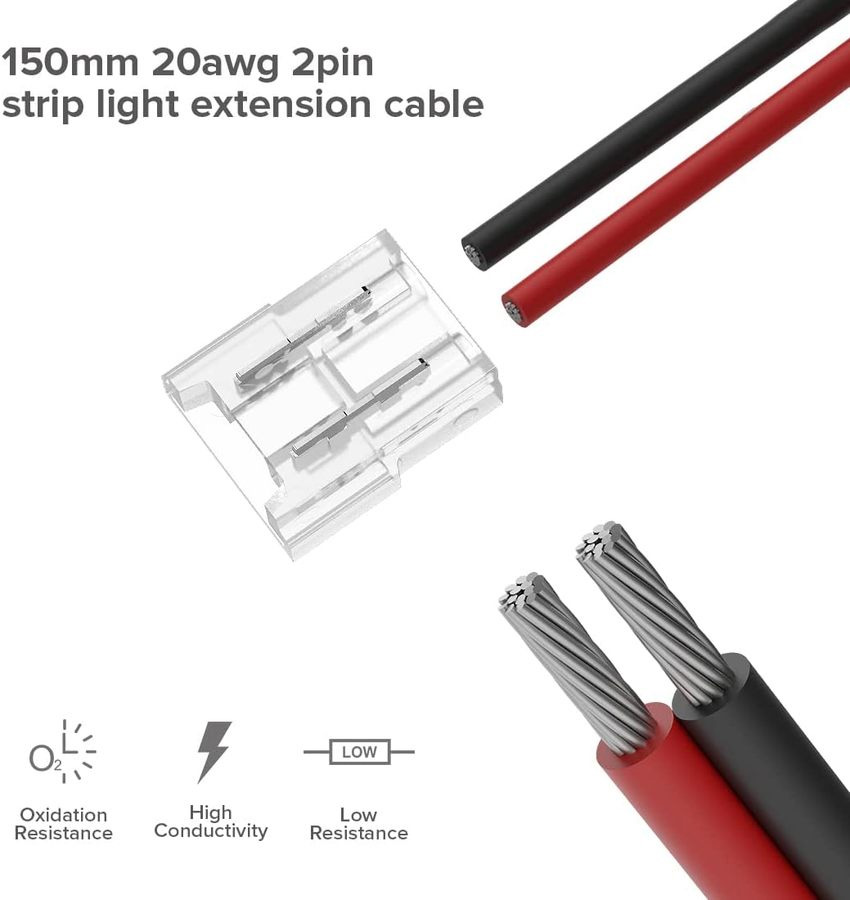 Connettore Rapido per LED COB e SMD Monocolore a 2 pin da Striscia a Cavo dimensioni.jpg