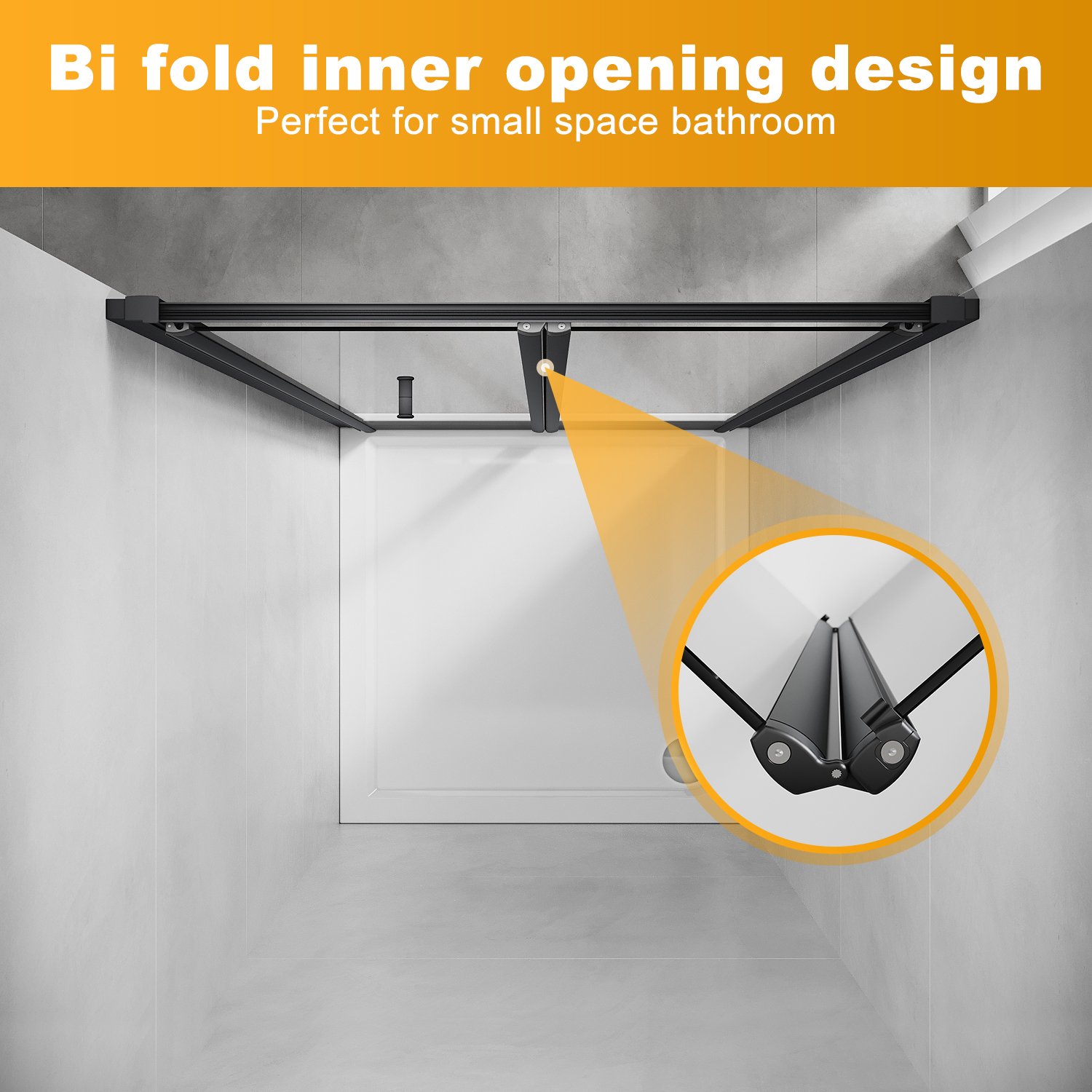 ELEGANT 760mm Bi-Fold Shower Door Reversible Folding Glass Inner Opening Design Shower Enclosure Cubicles Door Matt Black Frame -Home Sale Shop AAHKMJXYDAFdJAOAIMEbOAchQ6yL3