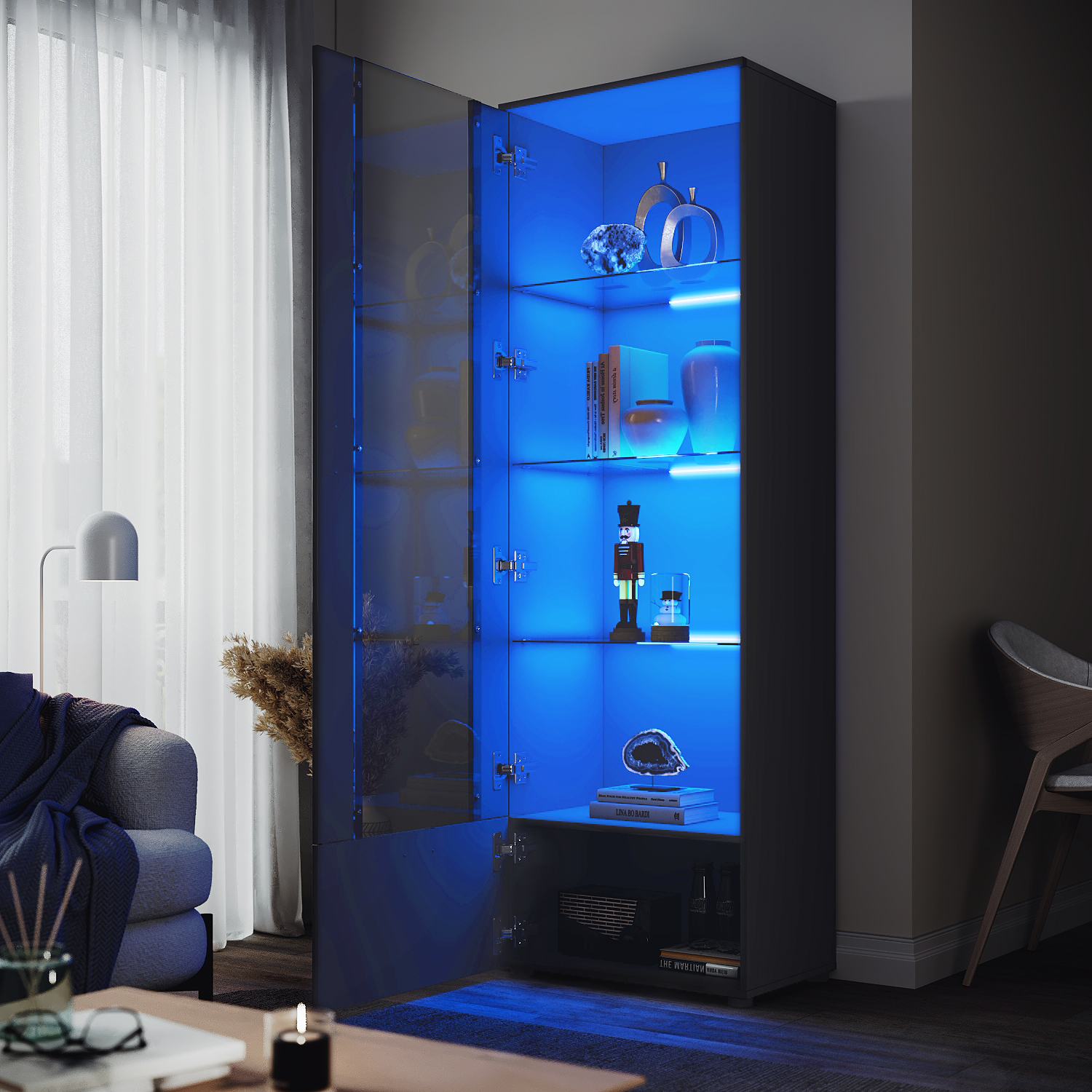 ELEGANT Modern LED Tall Display Cabinet In Black High Gloss 1870 X 600 X 40 Mm Cupboard With 5mm Tempered Safety Glass Shelves Sideboard Unit For Living Room -Living Room Furniture Store AAHKMJXYDAFdJAOAIMEbOAchQ6yL3 M6a4hHESHv29gnVgYglHOyVwEMS5ui9Vu4fEIbXA4bOpDPYwcvz1EdsShY7wgpg5ZLArewM4Y7glb35kTa JKWtVyFlmkKza6Kec6YnnctGknWYNqPcJlcER3gbYKG2vIoltIp7tE4bV3ywQ==