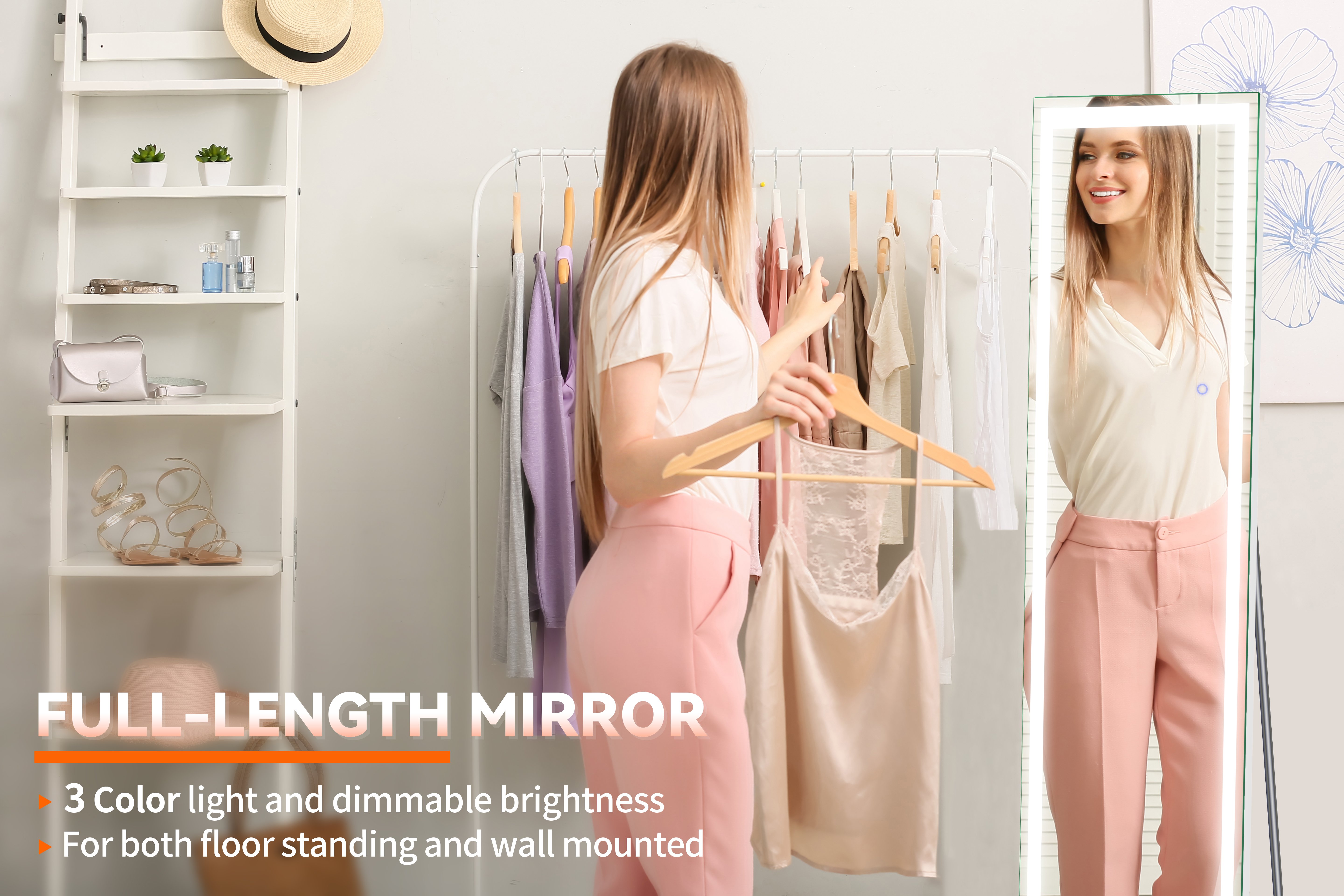 ELEGANT 160x50cm Freestanding LED Mirror Rectangular Full Length Body
