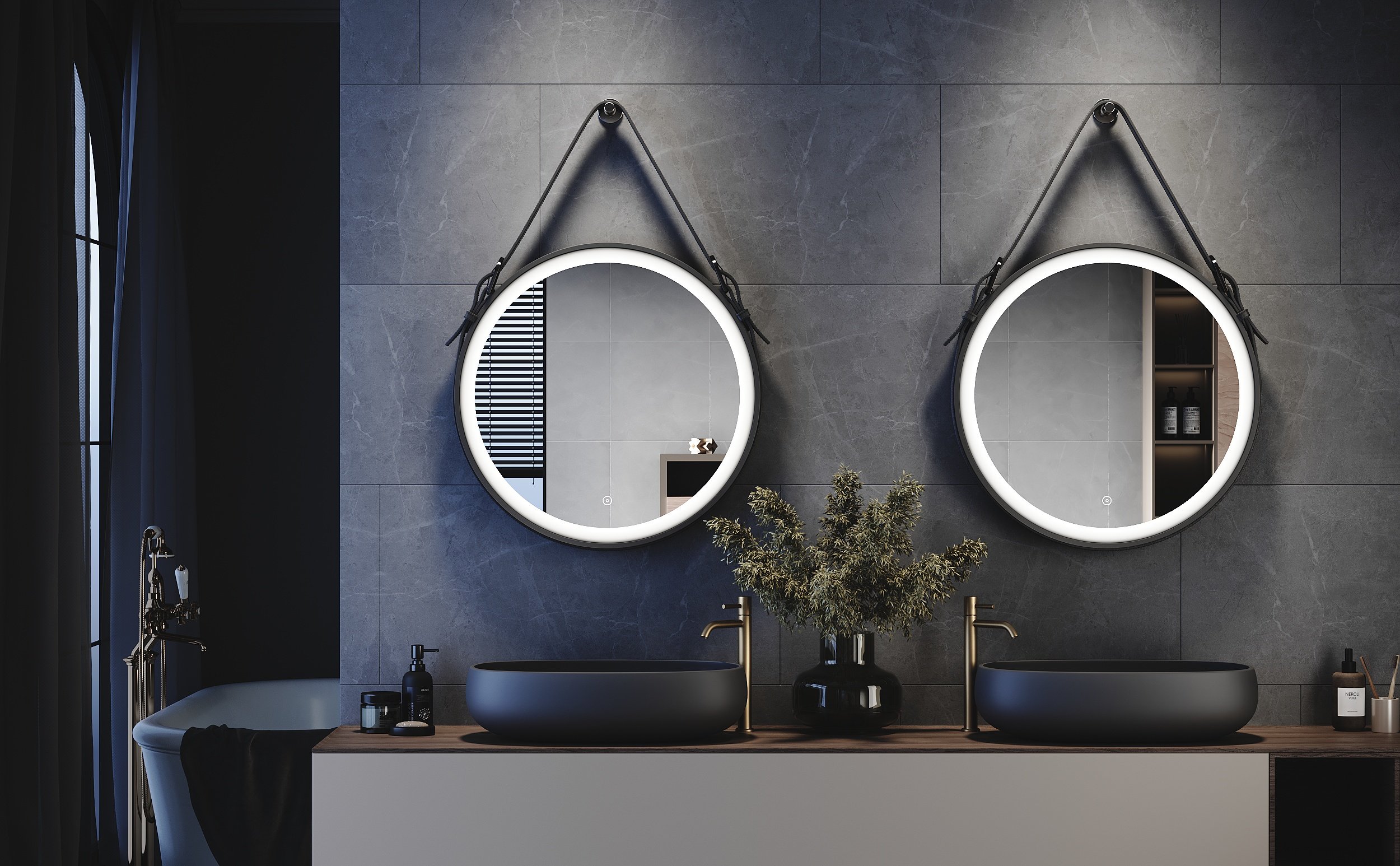 ELEGANT 600 x 600mm Modern Round Bathroom Mirror with Touch Switch and