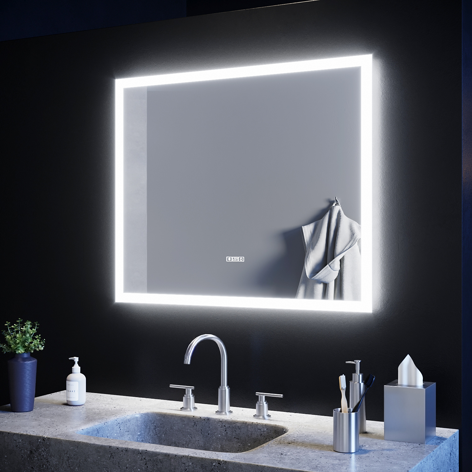 ELEGANT Anti-foggy Wall Mounted 600 x 500mm Mirror,LED Illuminated ...