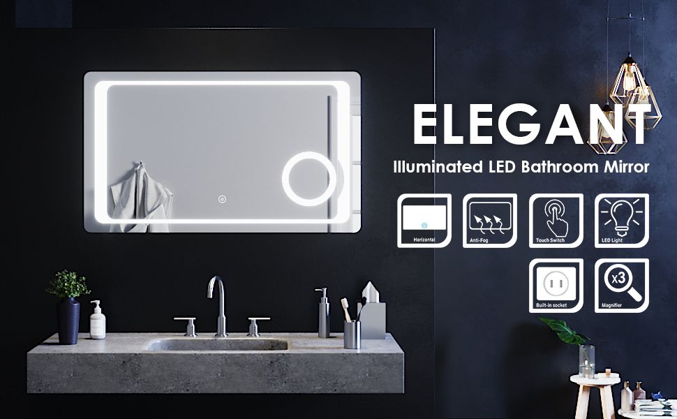 ELEGANT AntiFog Bathroom Mirror Illuminated LED Magnifying Mirror