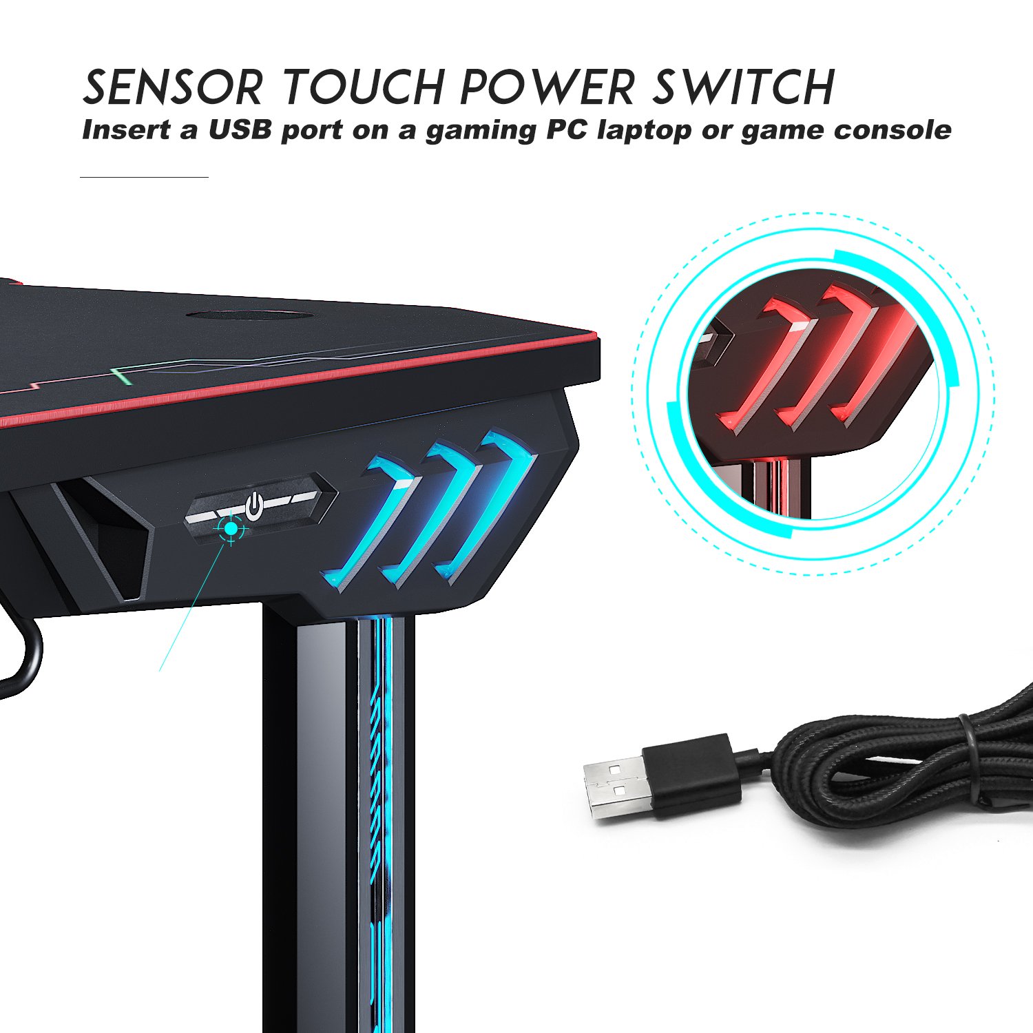 ELEGANT Black PC Gaming Computer Desk With Full Mouse Pad 1400x600mm Home Office PC Desk With LED Lights Headphone Hooks And Cup Holder -Office Furniture Store AAHKMJXYDAFdJAOAIMEbOAchQ6yL3 M6a4hHESHv29gnVgYglHOyVwEMS5ui9Vu4fEJg