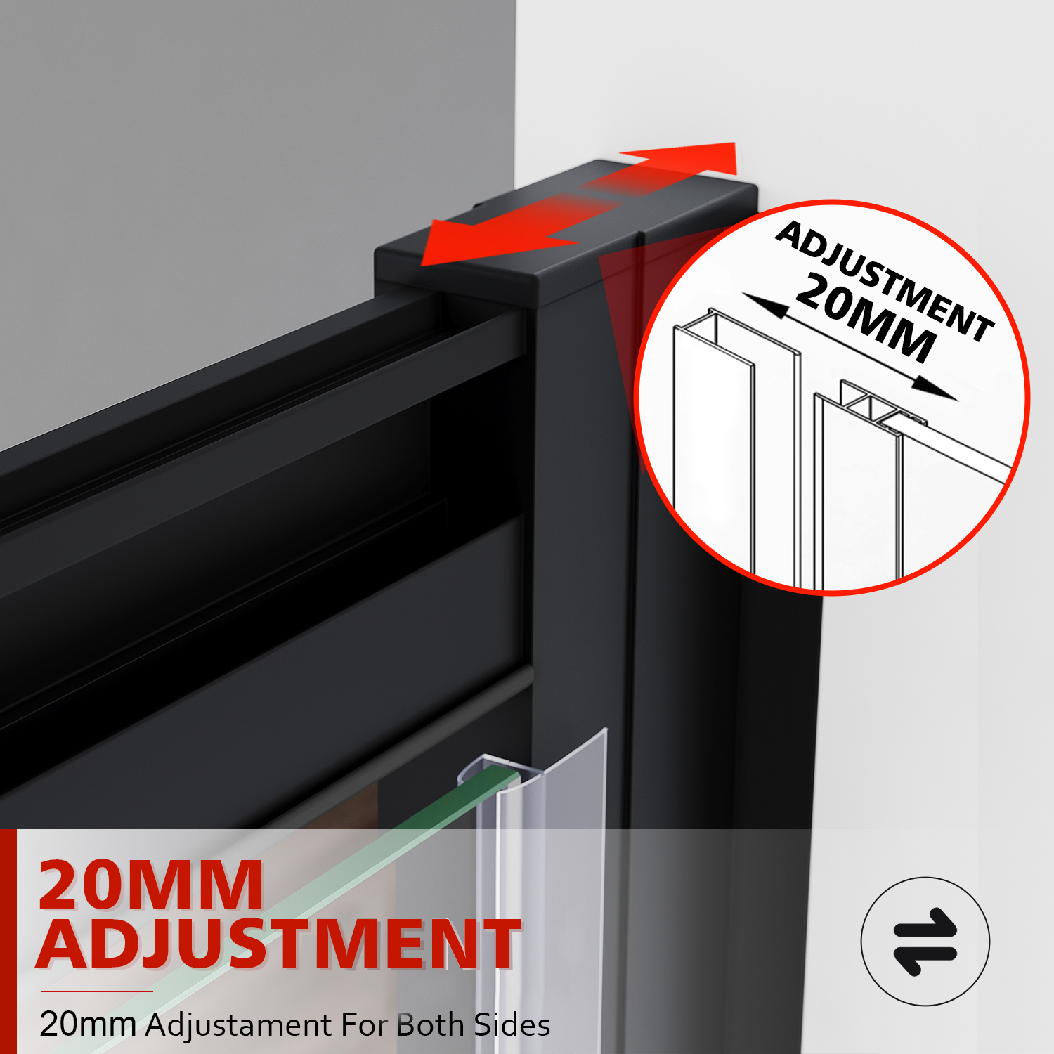 ELEGANT Pivot Hinge Shower Enclosure Black Frame Cubicle 6mm Glass