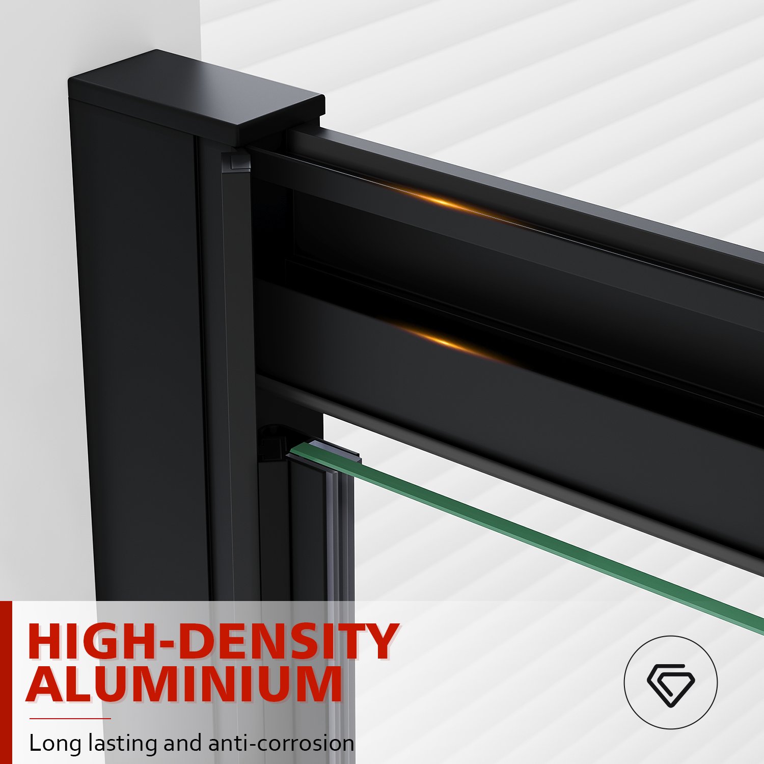 ELEGANT Pivot Hinge Shower Enclosure Black Frame Cubicle 6mm Glass