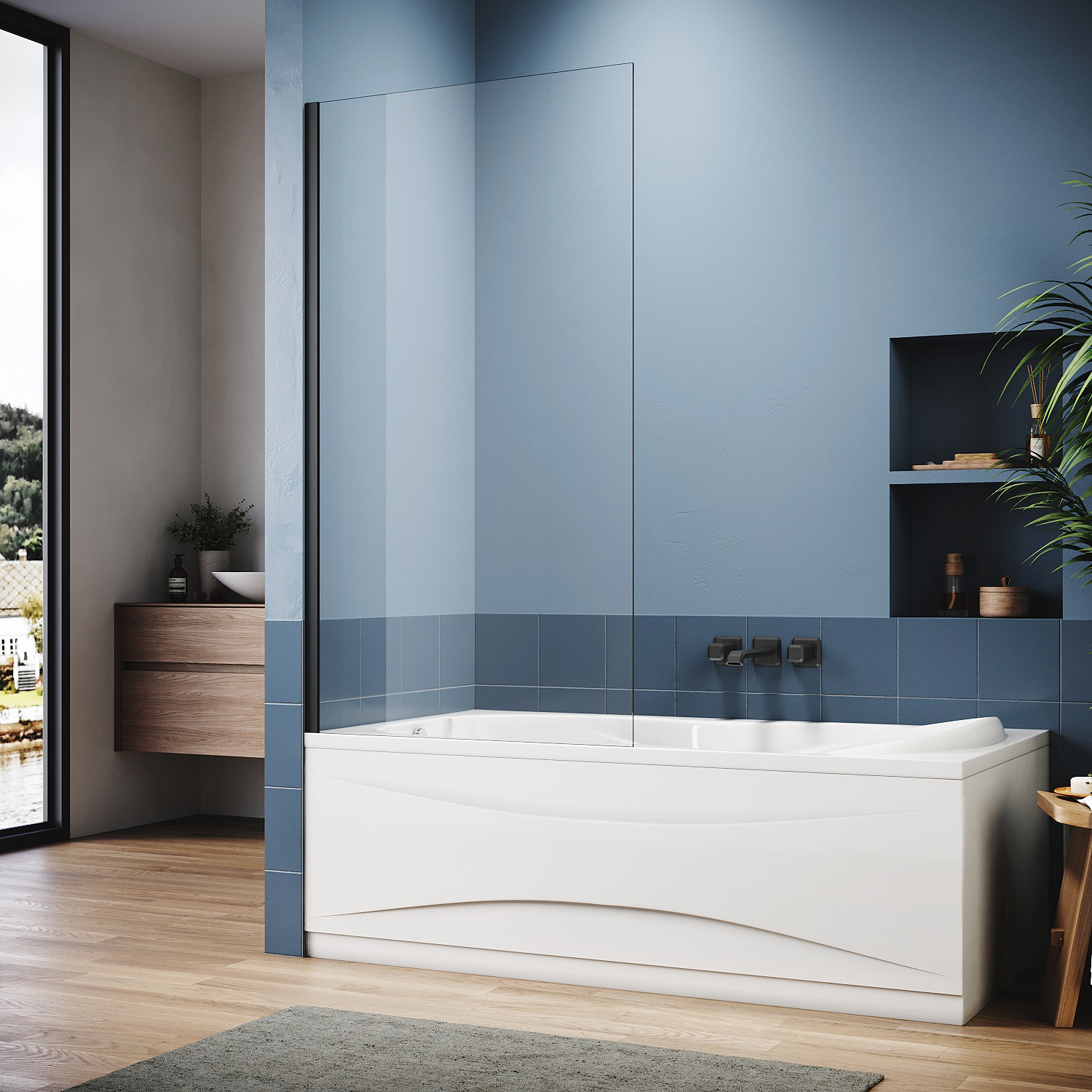ELEGANT Bath Screen 800x1400mm Rectangalur Bath Shower Screen 6mm ...