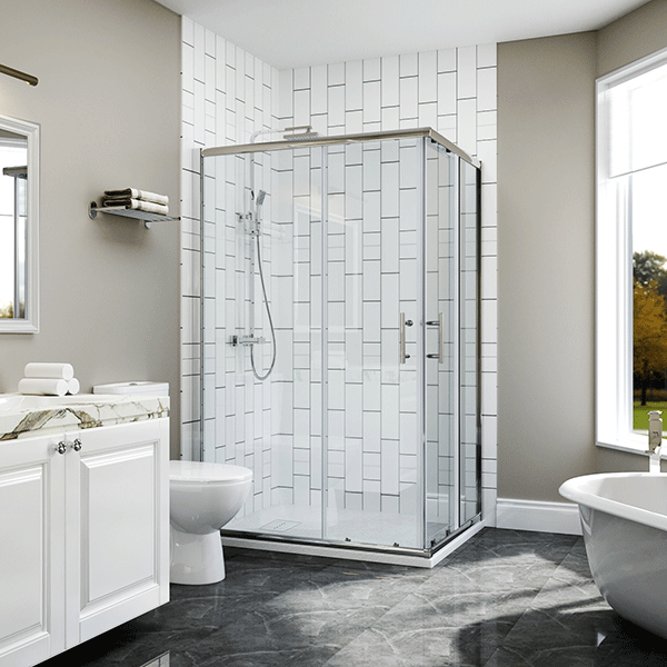 ELEGANT 900x800mm Corner Entry Shower Enclosure Walk in Shower Wet Room