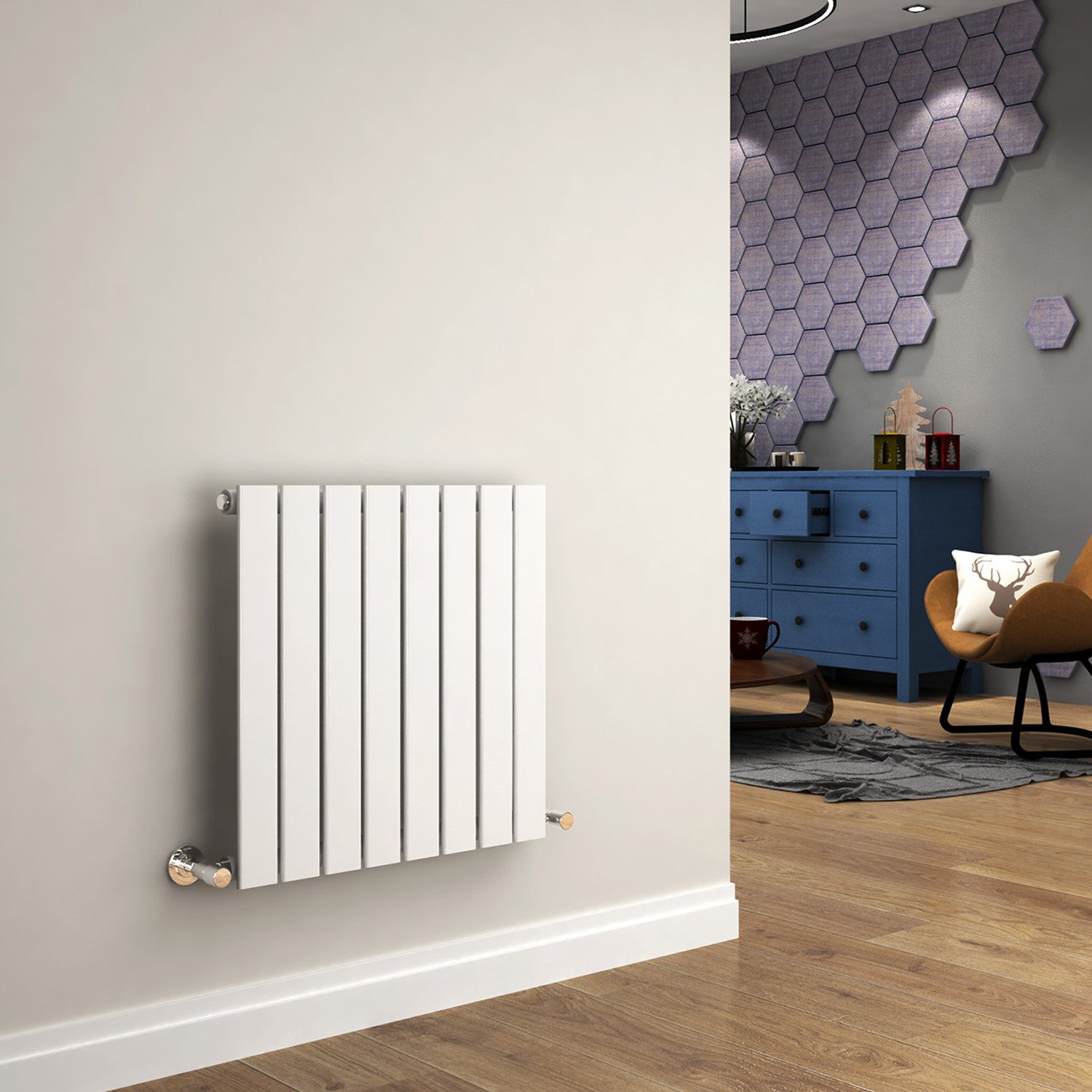 ELEGANT 600 x 600 mm White Modern Horizontal Column Radiators White