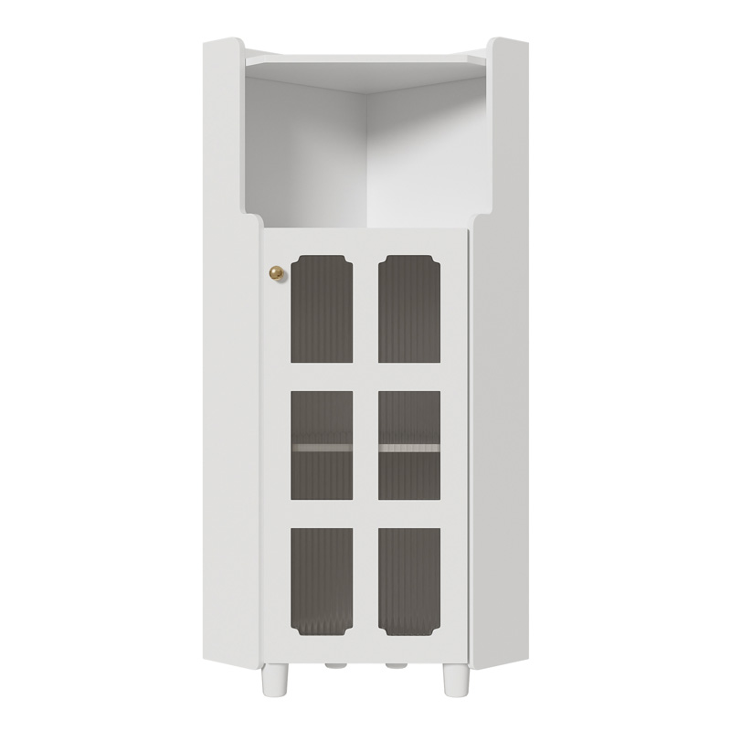 Meuble d’angle blanc 63,5 x 124 cm avec éclairage LED contrôlé par application