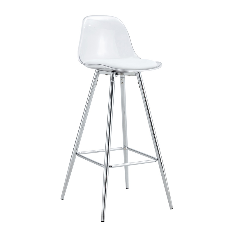 Lot de 2 chaises transparentes avec dossier translucide et structure métallique argentée